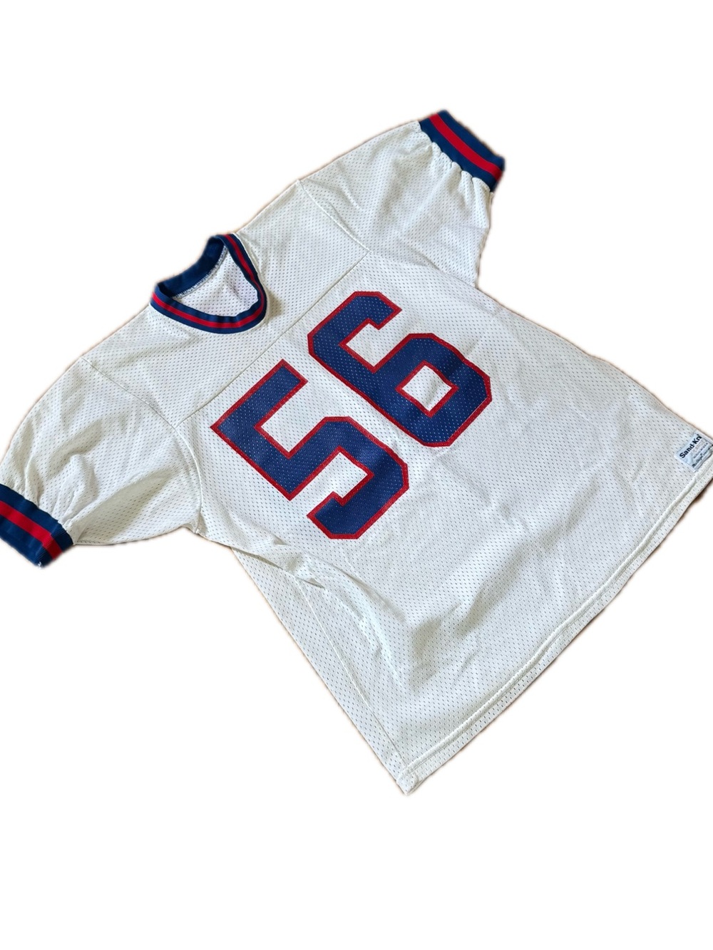 Vintage 1980s Sand-Knit Football Jersey #56 BEAN Mesh USA XL Made 80s